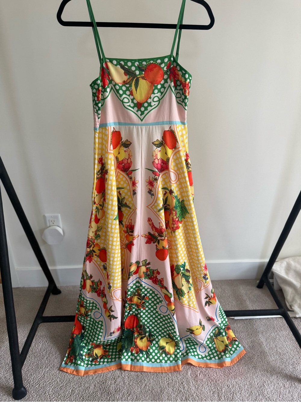 Italian inspired Maxi Dress - Green, Yellow & Pink